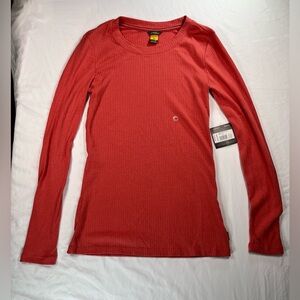 NWT Women's Eddie Bauer Myriad Rib Knit Red Crew Neck Long Sleeve Shirt Size XS